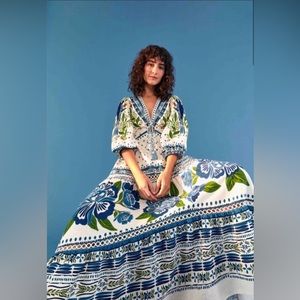 NWT Farm Rio S Off-White Macaw Maxi Dress